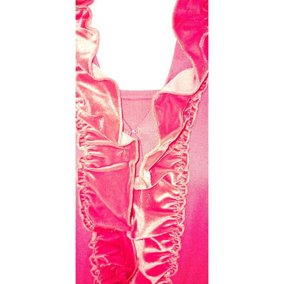 Elementz Women's Red Velvet Ruffle Knit Top Cardigan Size M - Picture 8 of 8